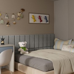 Upholstered Wall Mounted Headboard for Twin in Light Grey, Peel and Stick Wal…