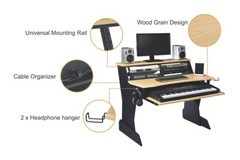 Musiea BE200 Series Music Studio Desk Workstation with 2 x 4U rack (Natural Oak)