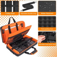 Padded DJ Controller Case for DDJ FLX4, DJ 400, REV1 – 5-Pocket Carry Bag for 15