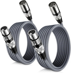 Elebase XLR Microphone Cable 6.6FT/2M 2Pack,Xlr Male to Female Mic Cord,3-Pin Ba