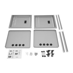 Network & Stereo Rack Rolling Server Rack Open Cabinet with Caster Wheels Grey