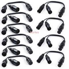10PCS 3-Pin XLR Female Jack to Dual 2 Male Plug Y Spiter Splitter Cable 16 AWG