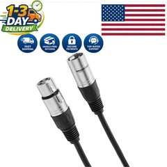 50ft XLR Microphone Cable – Male to Female, All-Copper, Flexible PVC – Black
