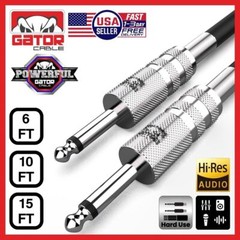 1/4” Male to 1/4” Male Cable Mono Cord Wire Plug Guitar Bass Instrument Keyboard