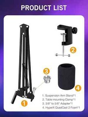 QuadCast 2 Boom Arm, Mic Arm Microphone Arm for HyperX QuadCast 2 with HyperX Qu