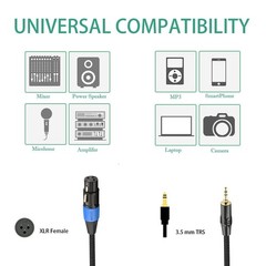 JOMLEY XLR to 3.5mm Cable 10ft, Unbalanced Regular Female 10 feet, Black