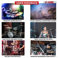5 Core Drum Microphone Kit 7Pc All Metal Drummer Mics Tom/Snare & Cymbals Wired