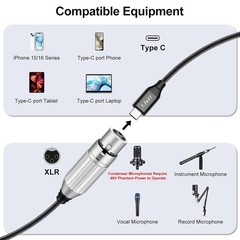 J&D USB C to XLR Microphone Audio Cable, Braided C Female 3.3 Feet