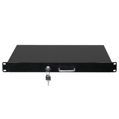 US 19″ 1U Steel Plate DJ Drawer Audio Equipment Cabinet With Lock & Keys Black