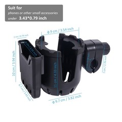 EASICOZI Microphone Stand Cup Holder with Phone Holder, 2.8-3.5 inches, Black