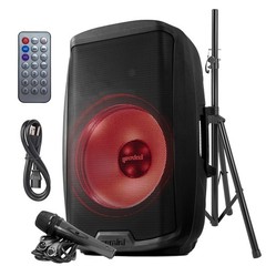 Gemini 100W Bluetooth PA Speaker w/Stand – 15” DJ Loudspeaker System