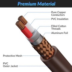 6ft Premium XLR Mic Cable Heavy Duty 22AWG OFC Shielded Brown Color