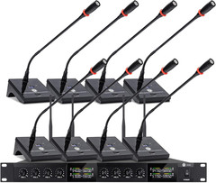 8-Channel Wireless Conference Microphone System with Gooseneck Mics