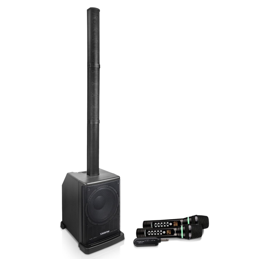 Sound Town Portable PA w/ 12″ Power Sub, 8 x 3″ Column Spk,UHF Mic CARPO-L2SWM01