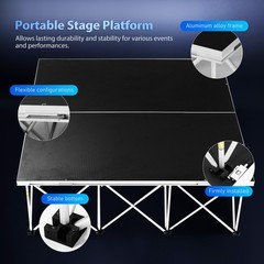 4 ft x 4 ft 16 sq. Foldable Portable Stage Platform Modular 16” High Anti-Slip