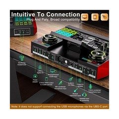 Podcast Equipment Bundle with Live Sound Card Audio Mixer, 3.5mm Condenser Mi…
