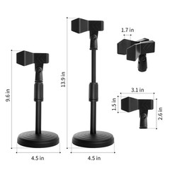 Desk Mic Stand – Upgraded Adjustable Table Microphone with Black