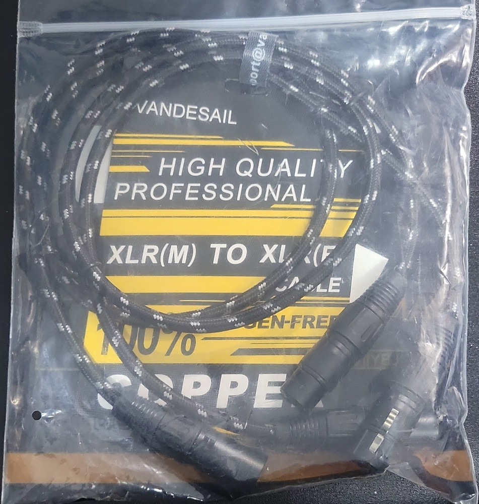 Vandesail XLR Male to XLR Female Nylon Braided Shielded Audio Cable 3ft 2pk