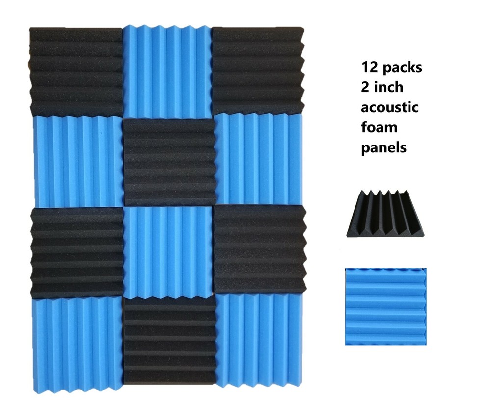 12 Pack Wedge Premium Acoustic Soundproofing Studio Foam Tiles 12″ x 12″ x 2″