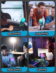 Gaming Microphone, USB Computer Microphone for PC, Mac, PS4/5, Condenser Podc…