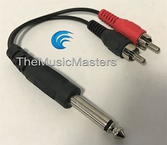 1/4″ Male Mono Plug to Dual RCA Plugs (M) Premium 6″ inch Audio Cable Wire VWLTW