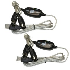 2pcs USB IN-OUT For MIDI Cable Converter 5-Pin to PC Music Keyboard Adapter Cord