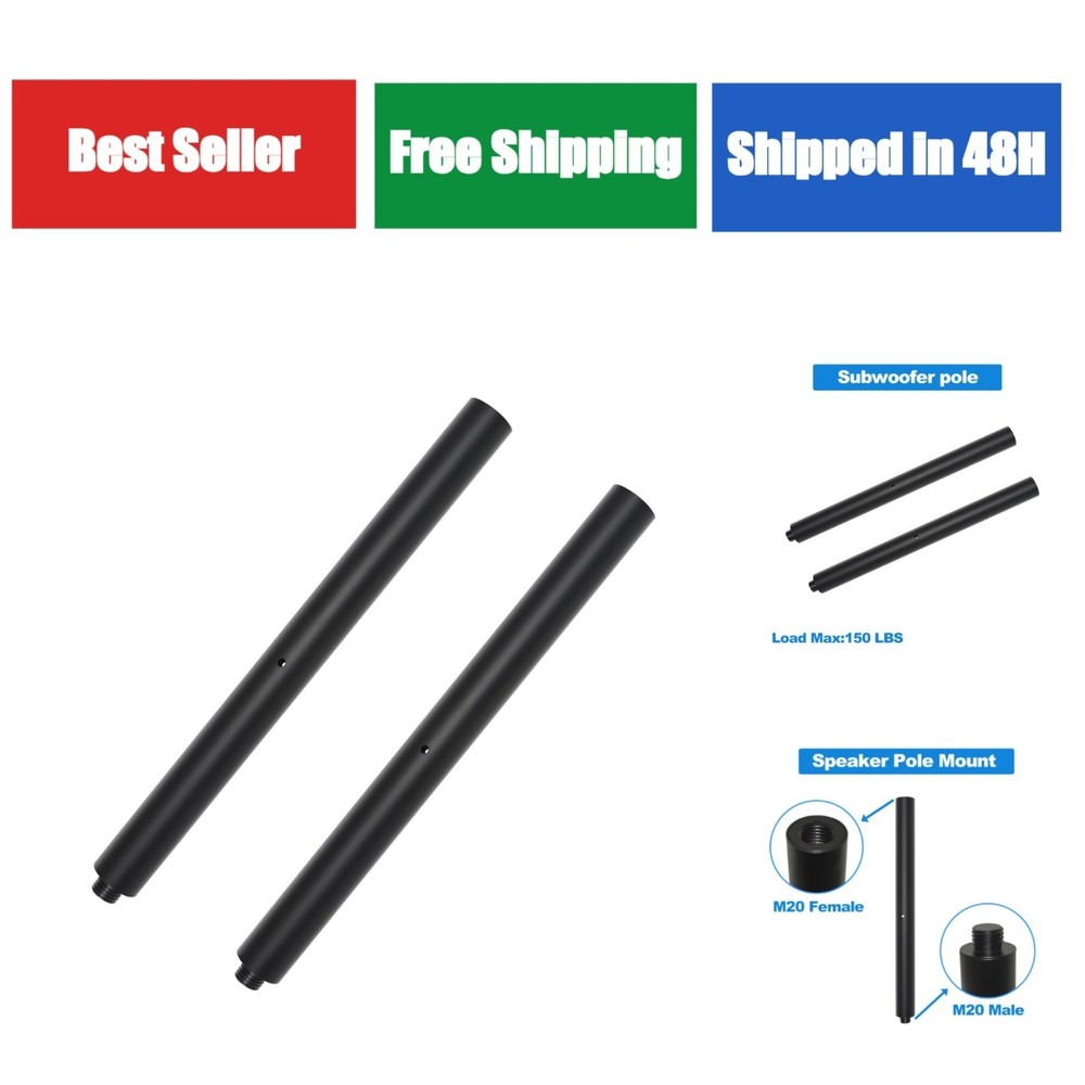 Howonder M20 Speaker Pole Mount, 16″ Extended Speaker Pole (2 Packs)