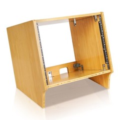 Sound Town DIY 8U Angled Desktop Turret Studio Rack, Solid Bamboo (STBR-8SL)