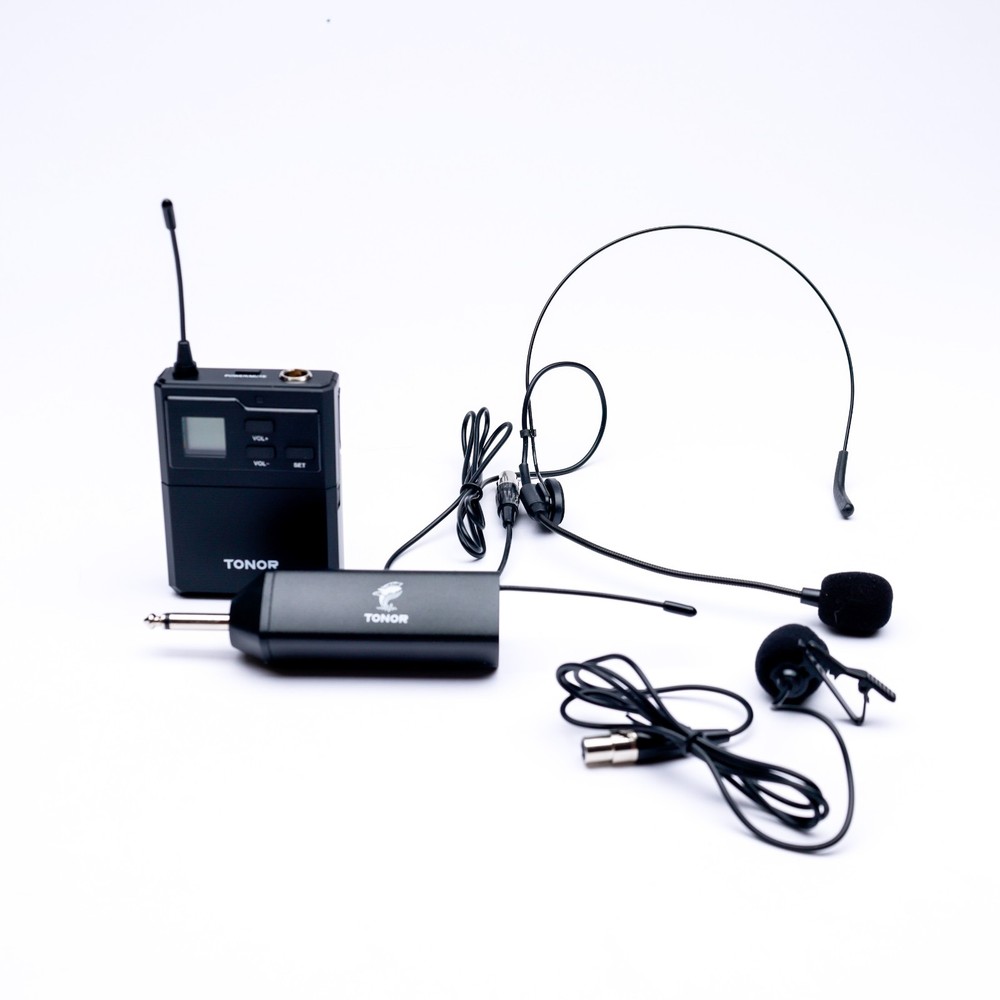 Tonor Wireless Microphone System 2-PK Headset Mic/Lavalier Lapel Mic TW621/TW632