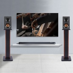 28″ Wood Speaker Stands 1 Pair Yellow Sandalwood/Black Walnut for HiFi Bookshelf