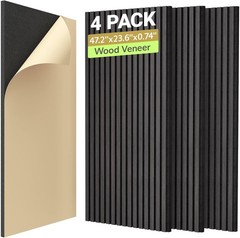 4-Pack Acoustic Wood Veneer 3D Self-Adhesive Wall Panels 47.2” x 23.6” x 0.74”