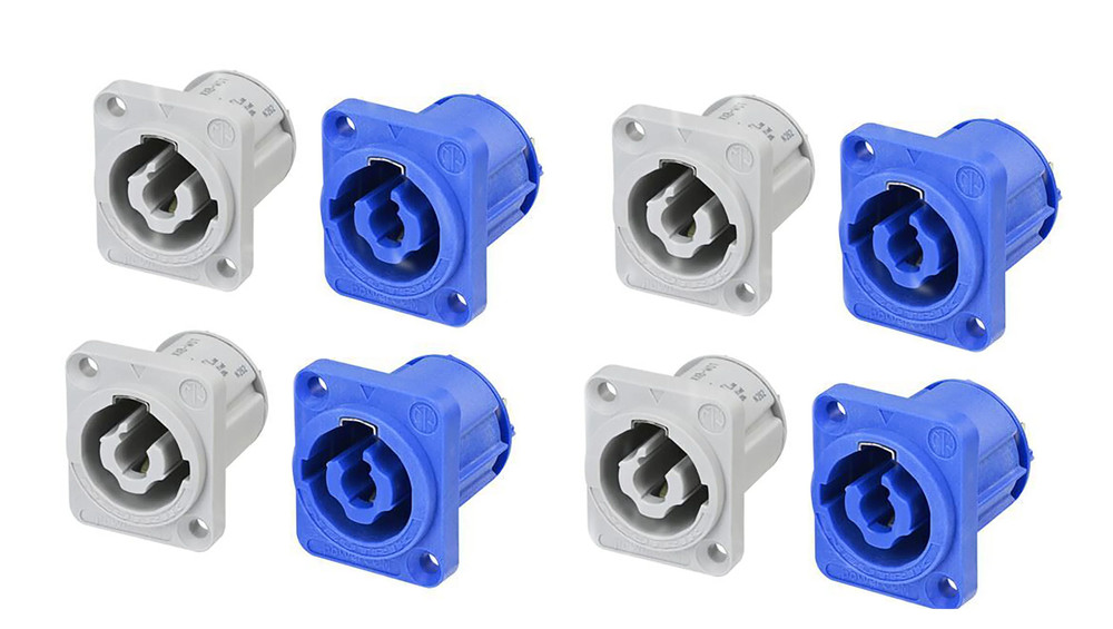 4 Pair Neutrik NAC3MPXXA & NAC3MPXXB Power In/Out Powercon Panel Mount 20A/250V