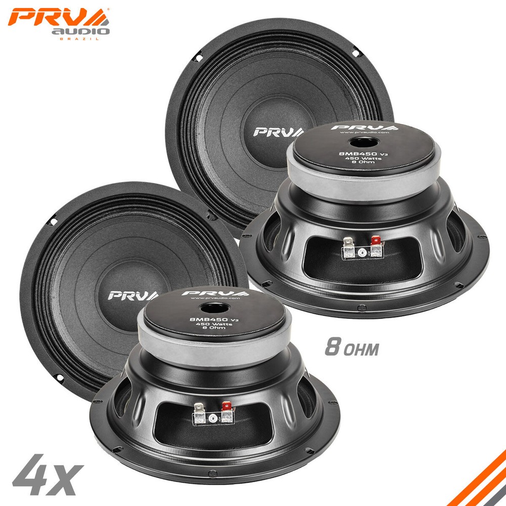4x PRV Audio 8MB450 Midbass Car Audio 8″ Speakers 8 Ohm 8MB PRO 1800 Watts