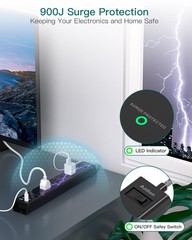 Surge Protector Power Strip – Extension Cord with 6 AC Outlets 4 USB (2 USB-C…