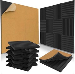 12 Pack Self-Adhesive Acoustic Panels 1 X 12 X 12 Inches Acoustic Foam Studio