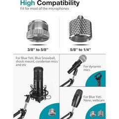 Adjustable Microphone Boom Arm Set for Blue Yeti Nano – w/ Windscreen Pop Filter
