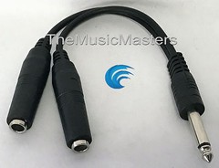 6 inch 1/4″ Male Mono Plug to Dual 1/4″ Jacks (F) Premium Audio Cable Wire VWLTW