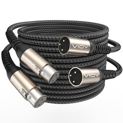 2 Pack 15ft XLR Microphone Cable Male to Female Balanced 3 Pin Nylon Braided