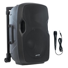 Gemini Sound 12″ Portable Bluetooth PA Speaker with Trolley & 12 in, Black
