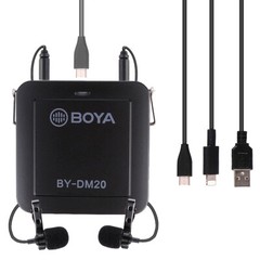 BY-DM20 Dual Lavalier Microphone 2Heads For iPhone Android Smartphone Laptop PC