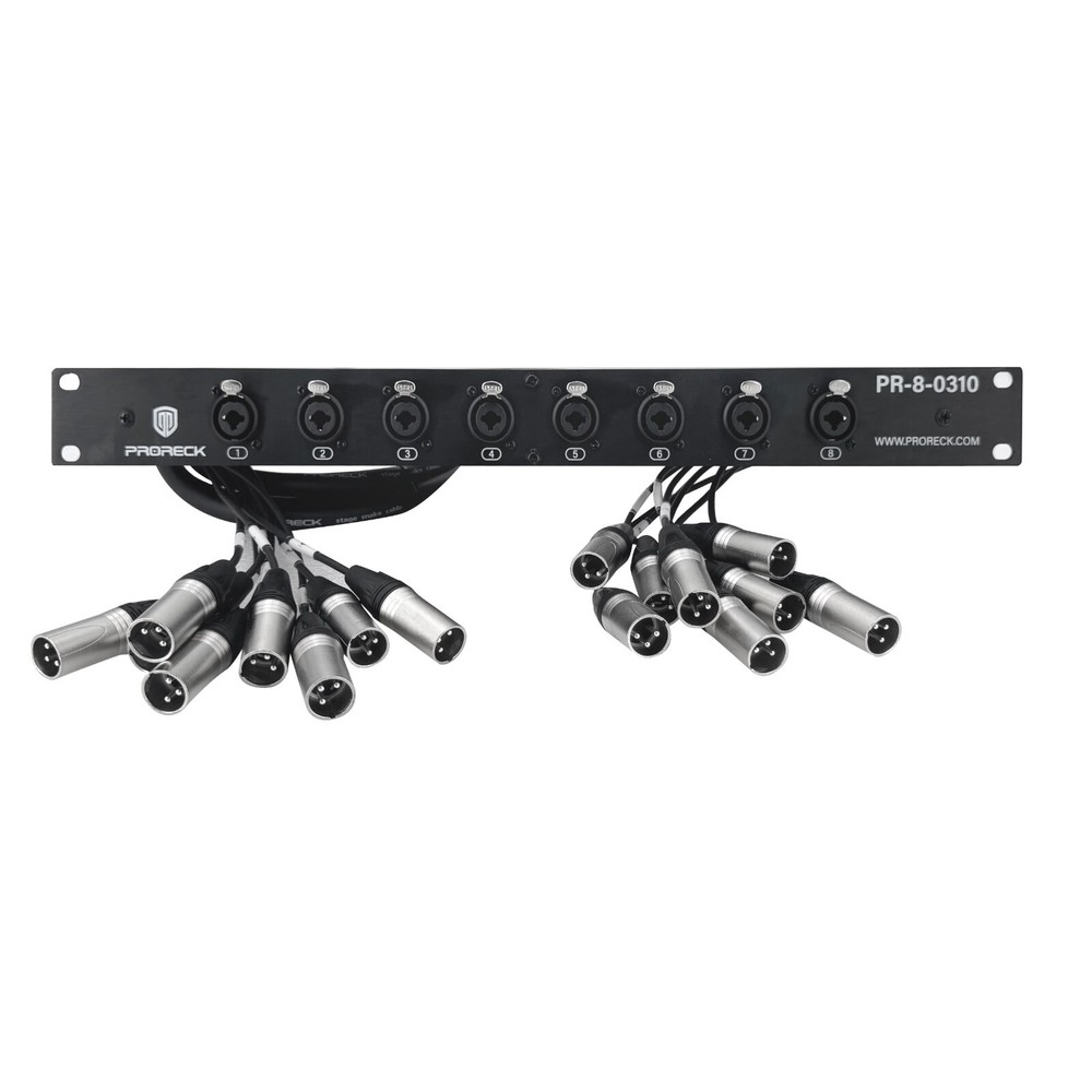 PRORECK 8-Channels XLR TRS Combo Circuit Board Splitter Snake Cable 3ft x 10ft