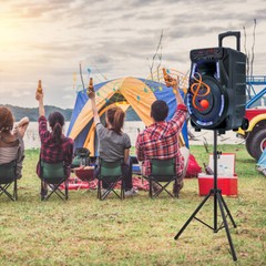 2700W 15″ Bluetooth Speaker Rechargeable Trolley Speaker w/Tripod Stand SP-17RBT
