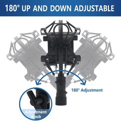 SUUNTOK Shock Mount Microphone Holder Anti-Vibration Suspension MSM03, Black
