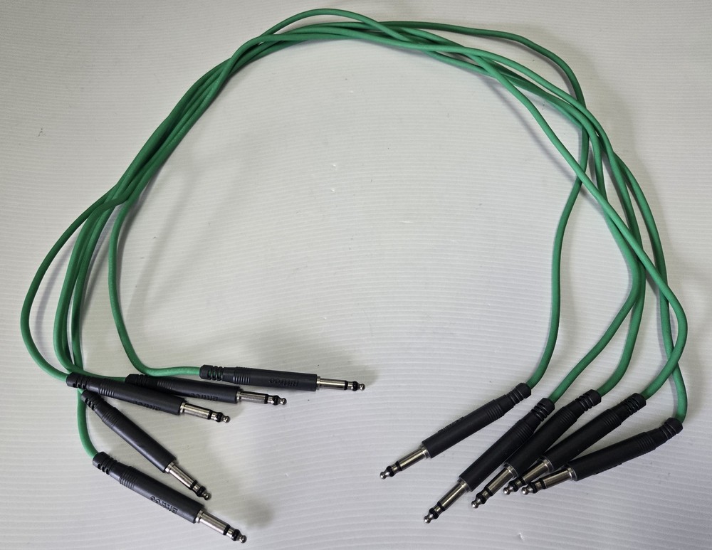 Lot of 5 Bittree 1/4” Long Frame 110 ohm Audio Patch Cord Cables 3ft Green