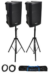 (2) Mackie Thump12 V4 12” 1400w Powered DJ PA Speakers w/Bluetooth+Stands+Cables