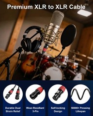 Tnlaile 4 Pack 3ft Color-Coded XLR Cables (Male to Female), OFC Microphone Ca…