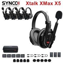 SYNCO XTalk XMax5 X5 Dual-Ear 2.4G Wireless Intercom Headset System for 5-Person