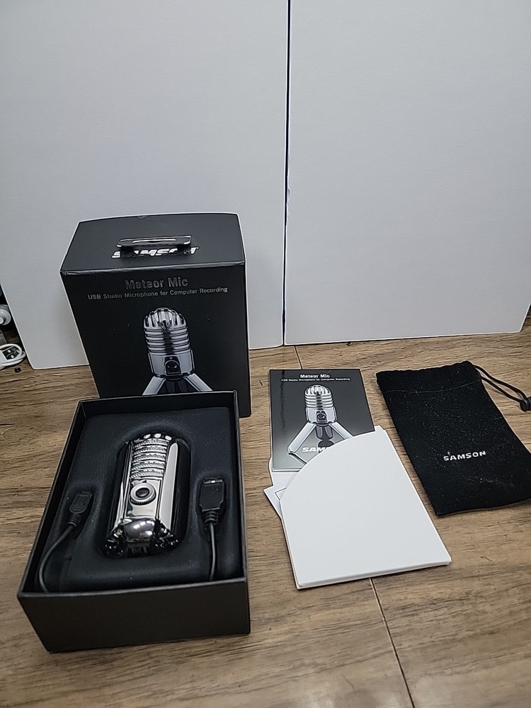 Samson Meteor Mic USB Studio Microphone w/ Box & Pouch – Tested & Working