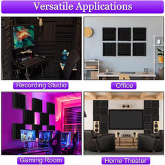 2In. T X 1Ft. X 1Ft. Polyurethane Sound Absorbing Panel Groove Design 36-Pack
