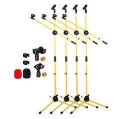 5 Core Microphone Stand Floor 2 Mic Clip Adjustable Tripod Mic Stands w Boom Arm